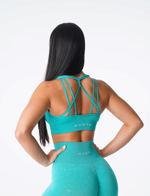 NVGTN Galaxy Żebrowany Seamless Bra Turkusowe | 38520-FQMK